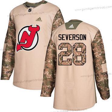 Adidas Herren New Jersey Devils #28 Damon Severson Authentisch 2017 Veterans Day Strickerei NHL Trikots – Tarnfarbe