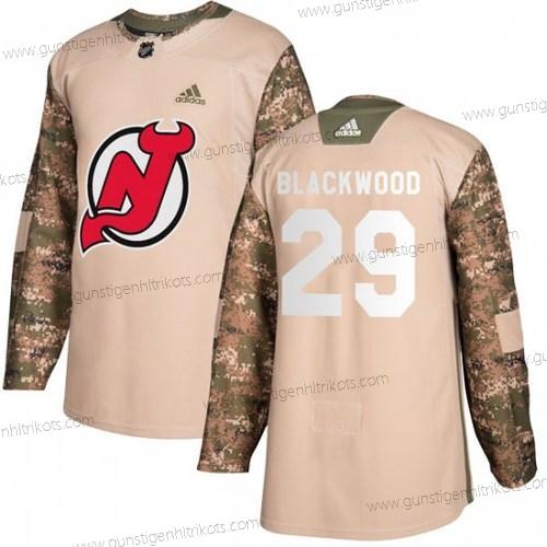 Adidas Herren New Jersey Devils #29 Mackenzie Schwarzwood Authentisch Mackenzie Wood Veterans Day Praxis Trikots – Tarnfarbe