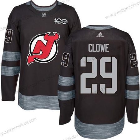 Adidas Herren New Jersey Devils #29 Ryane Clowe 1917-2017 100th Jahrestag Strickerei NHL Trikots – Schwarz