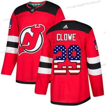 Adidas Herren New Jersey Devils #29 Ryane Clowe Heimtrikots Authentisch USA Flag Strickerei NHL Trikots – Rot