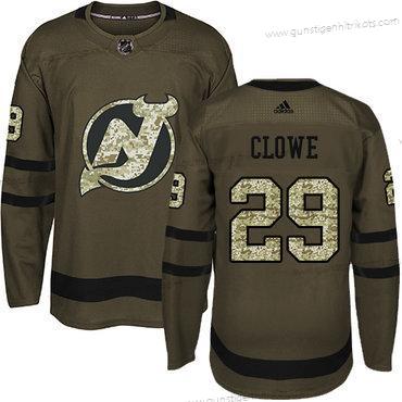 Adidas Herren New Jersey Devils #29 Ryane Clowe Salute to Service Strickerei NHL Trikots – Grün