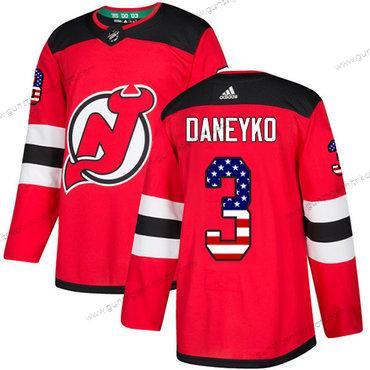 Adidas Herren New Jersey Devils #3 Ken Daneyko Heimtrikots Authentisch USA Flag Strickerei NHL Trikots – Rot