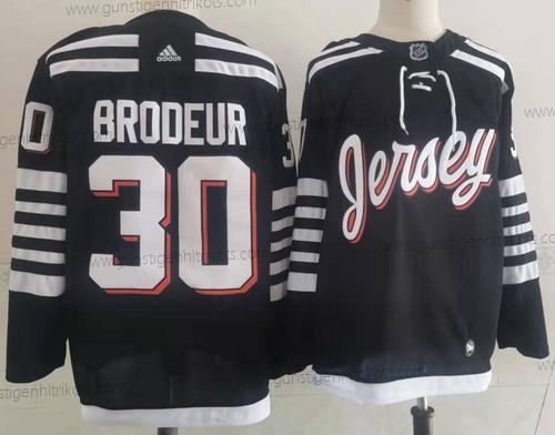 Adidas Herren New Jersey Devils #30 Martin Brodeur 2021-22 ersatzweise Primegreen Authentisch Pro Spieler Ausweichtrikot Trikots – Schwarz