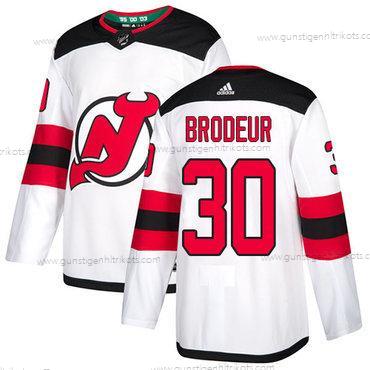 Adidas Herren New Jersey Devils #30 Martin Brodeur Authentisch Strickerei NHL Trikots – Weiß