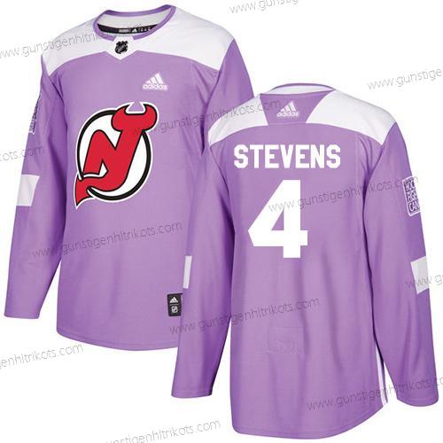 Adidas Herren New Jersey Devils #4 Scott Stevens Authentisch Bekämpft Krebs Strickerei NHL Trikots – Lila