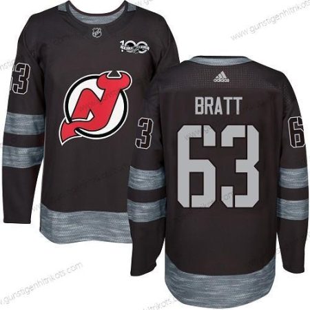 Adidas Herren New Jersey Devils #63 Jesper Bratt 1917-2017 100th Jahrestag Strickerei NHL Trikots – Schwarz