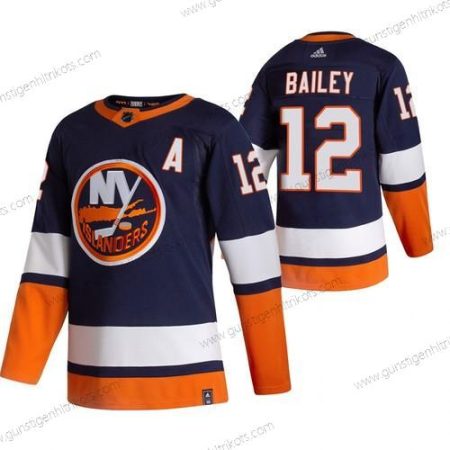 Adidas Herren New York Islanders #12 Josh Bailey 2020-21 Rückseite Retro ersatzweise NHL Trikots – Marineblau Blau