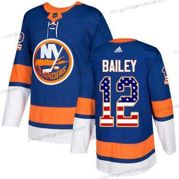 Adidas Herren New York Islanders #12 Josh Bailey Royal Heimtrikots Authentisch USA Flag Strickerei NHL Trikots – Blau