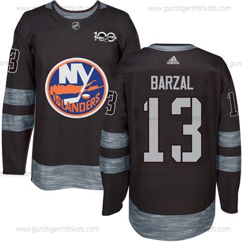 Adidas Herren New York Islanders #13 Mathew Barzal 1917-2017 100th Jahrestag Strickerei NHL Trikots – Schwarz