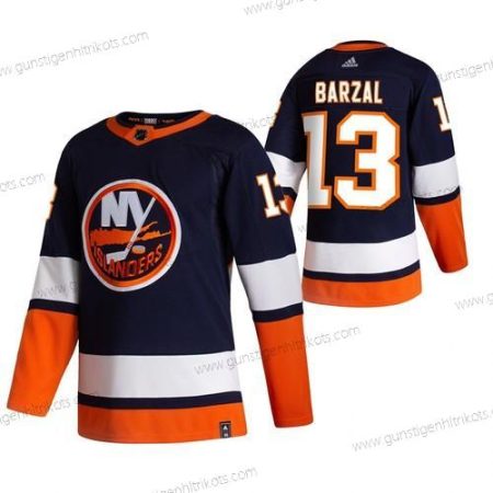 Adidas Herren New York Islanders #13 Mathew Barzal 2020-21 Rückseite Retro ersatzweise NHL Trikots – Marineblau Blau