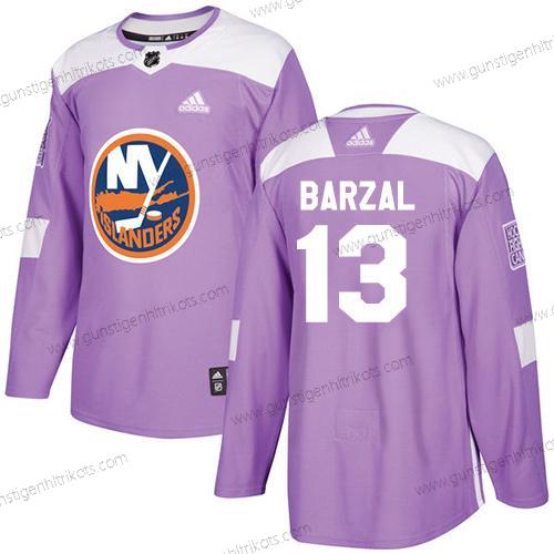 Adidas Herren New York Islanders #13 Mathew Barzal Authentisch Bekämpft Krebs Strickerei NHL Trikots – Lila