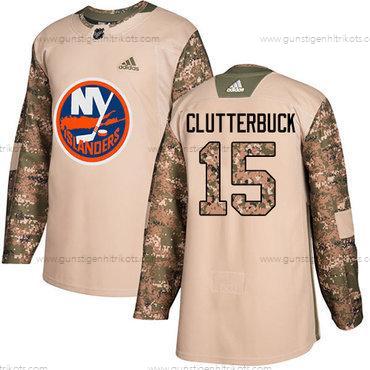 Adidas Herren New York Islanders #15 Cal Clutterbuck Authentisch 2017 Veterans Day Strickerei NHL Trikots – Tarnfarbe