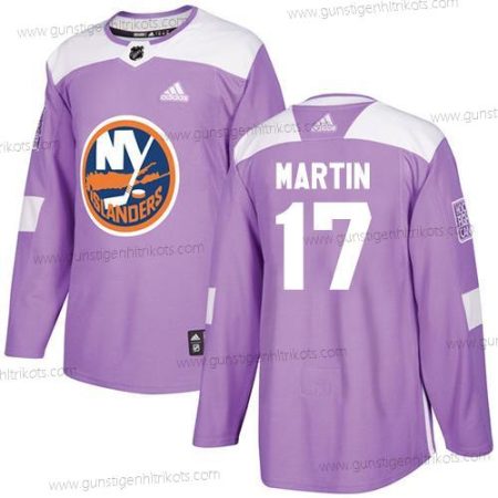 Adidas Herren New York Islanders #17 Matt Martin Authentisch Bekämpft Krebs Strickerei NHL Trikots – Lila