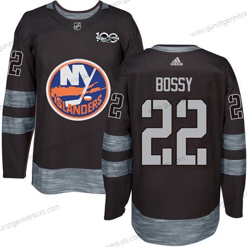 Adidas Herren New York Islanders #22 Mike Bossy 1917-2017 100th Jahrestag Strickerei NHL Trikots – Schwarz