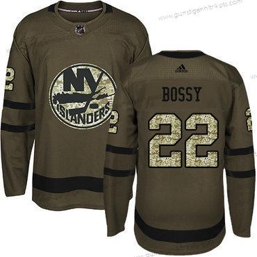 Adidas Herren New York Islanders #22 Mike Bossy Salute to Service Strickerei NHL Trikots – Grün