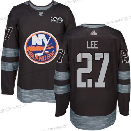 Adidas Herren New York Islanders #27 Anders Lee 1917-2017 100th Jahrestag Strickerei NHL Trikots – Schwarz