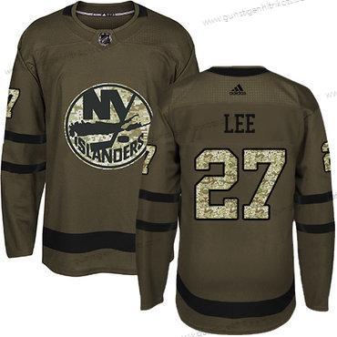 Adidas Herren New York Islanders #27 Anders Lee Salute to Service Strickerei NHL Trikots – Grün