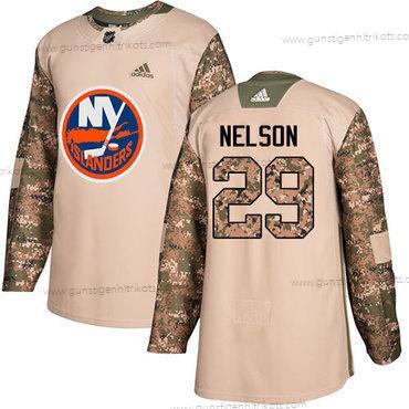 Adidas Herren New York Islanders #29 Brock Nelson Authentisch 2017 Veterans Day Strickerei NHL Trikots – Tarnfarbe