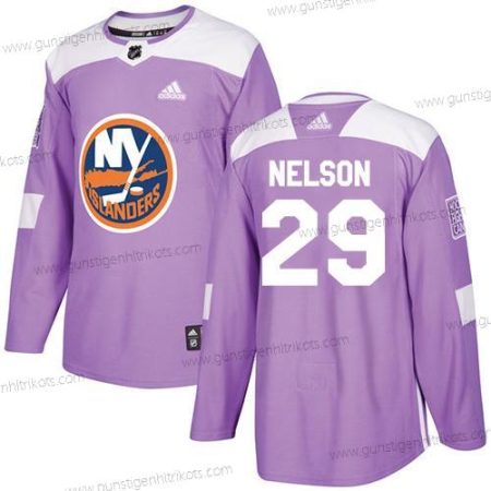 Adidas Herren New York Islanders #29 Brock Nelson Authentisch Bekämpft Krebs Strickerei NHL Trikots – Lila