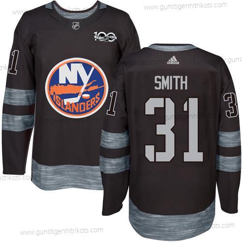 Adidas Herren New York Islanders #31 Billy Smith 1917-2017 100th Jahrestag Strickerei NHL Trikots – Schwarz