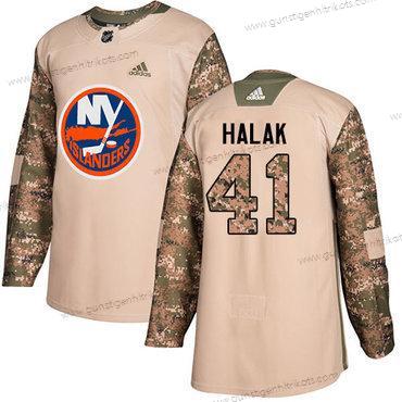 Adidas Herren New York Islanders #41 Jaroslav Halak Authentisch 2017 Veterans Day Strickerei NHL Trikots – Tarnfarbe