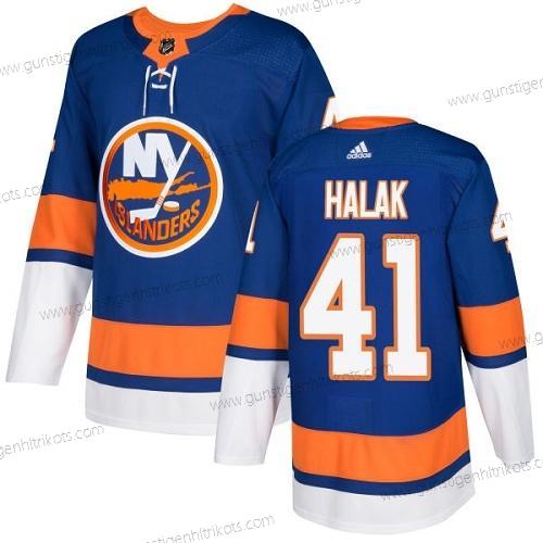 Adidas Herren New York Islanders #41 Jaroslav Halak Royal Heimtrikots Authentisch Strickerei NHL Trikots – Blau