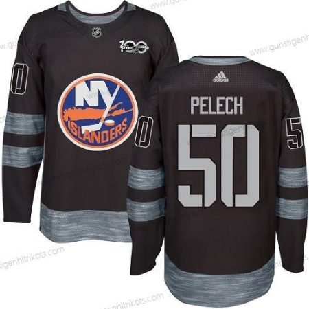 Adidas Herren New York Islanders #50 Adam Pelech 1917-2017 100th Jahrestag Strickerei NHL Trikots – Schwarz