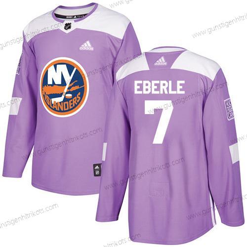 Adidas Herren New York Islanders #7 Jordan Eberle Authentisch Bekämpft Krebs Strickerei NHL Trikots – Lila