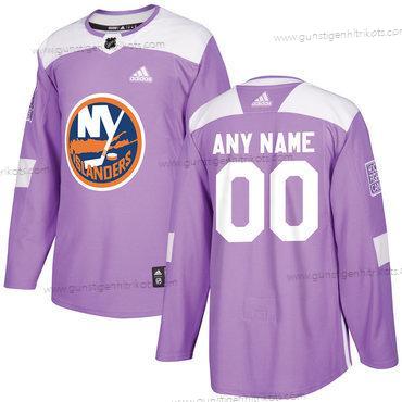 Adidas Herren New York Islanders Personalisiertes Hockey Bekämpft Krebs Praxis Trikots – Lila Rosa