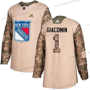 Adidas Herren New York Rangers #1 Eddie Giacomin Authentisch 2017 Veterans Day Strickerei NHL Trikots – Tarnfarbe