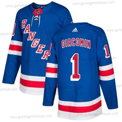 Adidas Herren New York Rangers #1 Eddie Giacomin Royal Heimtrikots Authentisch Strickerei NHL Trikots – Blau