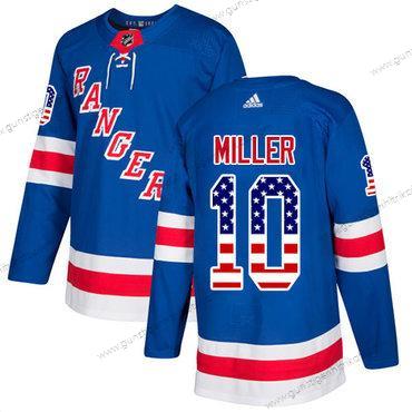 Adidas Herren New York Rangers #10 J.T. Miller Royal Heimtrikots Authentisch USA Flag Strickerei NHL Trikots – Blau