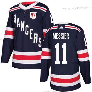 Adidas Herren New York Rangers #11 Mark Messier Authentisch 2018 Winter Klassisch Strickerei NHL Trikots – Marineblau Blau