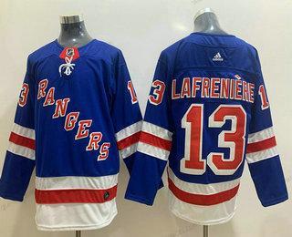 Adidas Herren New York Rangers #13 Alexis Lafreniere Royal Hockey Strickerei NHL Trikots – Blau