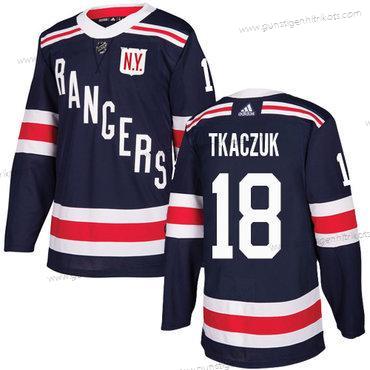 Adidas Herren New York Rangers #18 Walt Tkaczuk Authentisch 2018 Winter Klassisch Strickerei NHL Trikots – Marineblau Blau