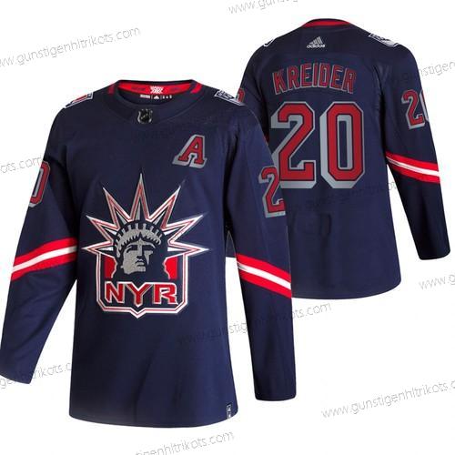 Adidas Herren New York Rangers #20 Chris Kreider 2020-21 Rückseite Retro ersatzweise NHL Trikots – Marineblau