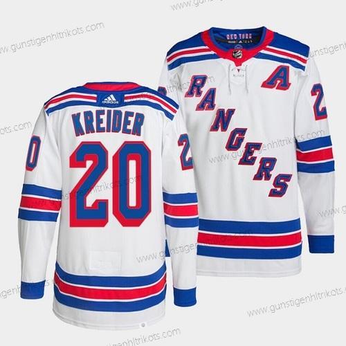 Adidas Herren New York Rangers #20 Chris Kreider Strickerei Trikots – Weiß