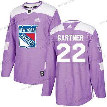 Adidas Herren New York Rangers #22 Mike Gartner Authentisch Bekämpft Krebs Strickerei NHL Trikots – Lila