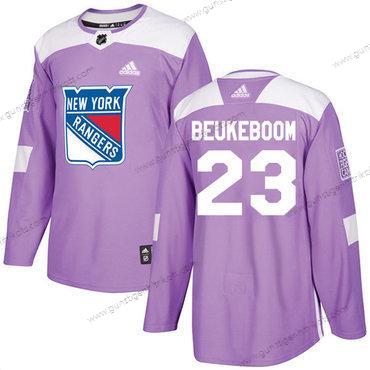 Adidas Herren New York Rangers #23 Jeff Beukeboom Authentisch Bekämpft Krebs Strickerei NHL Trikots – Lila