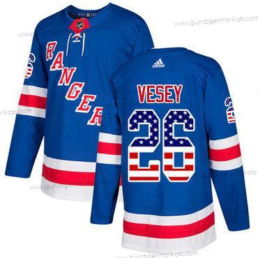 Adidas Herren New York Rangers #26 Jimmy Vesey Royal Heimtrikots Authentisch USA Flag Strickerei NHL Trikots – Blau