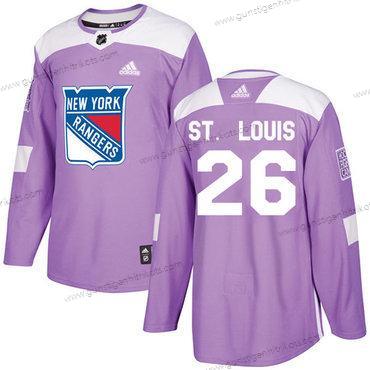 Adidas Herren New York Rangers #26 Martin St.Louis Authentisch Bekämpft Krebs Strickerei NHL Trikots – Lila