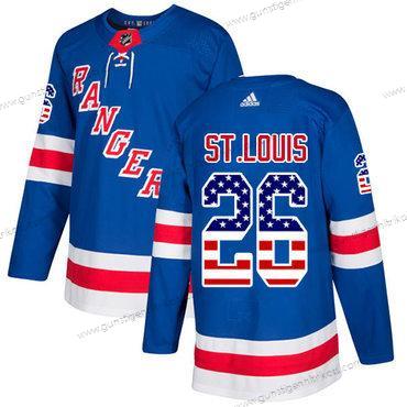 Adidas Herren New York Rangers #26 Martin St.Louis Royal Heimtrikots Authentisch USA Flag Strickerei NHL Trikots – Blau