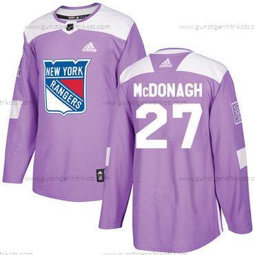 Adidas Herren New York Rangers #27 Ryan Mcdonagh Authentisch Bekämpft Krebs Strickerei NHL Trikots – Lila