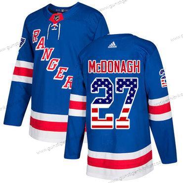 Adidas Herren New York Rangers #27 Ryan Mcdonagh Royal Heimtrikots Authentisch USA Flag Strickerei NHL Trikots – Blau