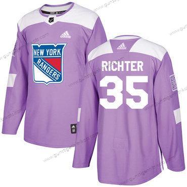 Adidas Herren New York Rangers #35 Mike Richter Authentisch Bekämpft Krebs Strickerei NHL Trikots – Lila