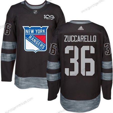 Adidas Herren New York Rangers #36 Mats Zuccarello 1917-2017 100th Jahrestag Strickerei NHL Trikots – Schwarz