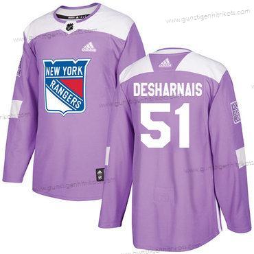 Adidas Herren New York Rangers #51 David Desharnais Authentisch Bekämpft Krebs Strickerei NHL Trikots – Lila