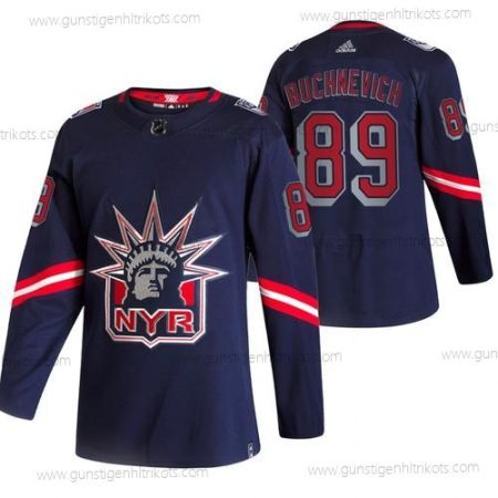 Adidas Herren New York Rangers #89 Pavel Buchnevich 2020-21 Rückseite Retro ersatzweise NHL Trikots – Marineblau