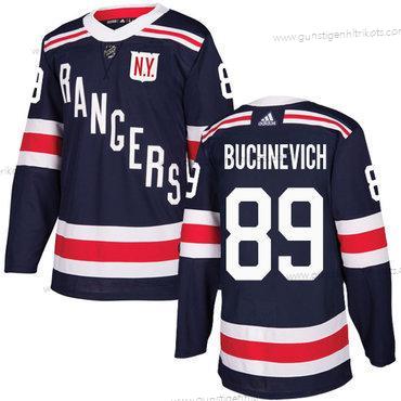 Adidas Herren New York Rangers #89 Pavel Buchnevich Authentisch 2018 Winter Klassisch Strickerei NHL Trikots – Marineblau Blau