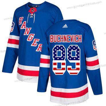 Adidas Herren New York Rangers #89 Pavel Buchnevich Royal Heimtrikots Authentisch USA Flag Strickerei NHL Trikots – Blau